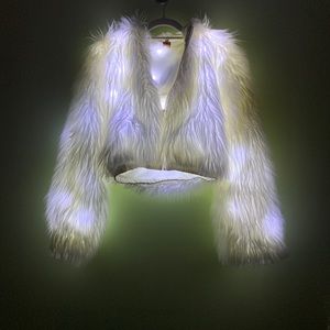 J Valentine Cropped Light Up Fur Jacket